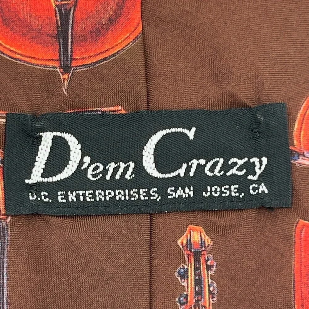 Vtg 1995 Dem Crazy Tie Mens Cello Violin Musical Instrument Novelty Made in USA